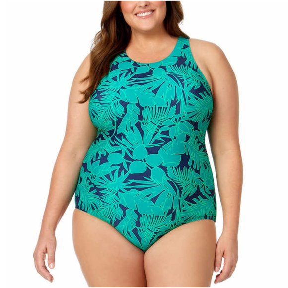 🌸 NWT Lands' End Swimsuit in Emerald Palm Foliage (SIZE M) - Picture 5 of 12